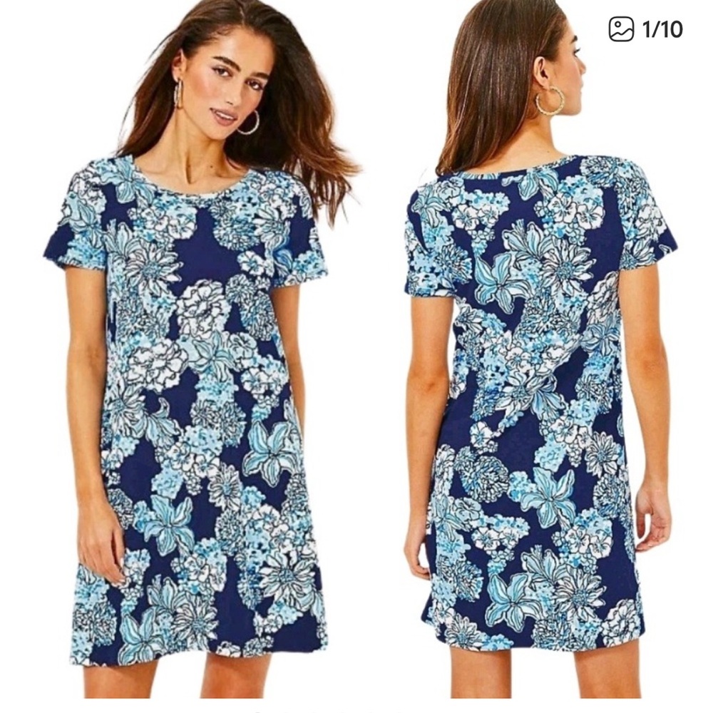Lilly Pulitzer Navy and Light Blue Floral Dress